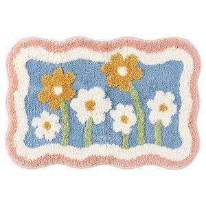 Soft Plush Non Slip Microfiber Quick Dry Washable Bath Rugs 20"x32" Flower-2